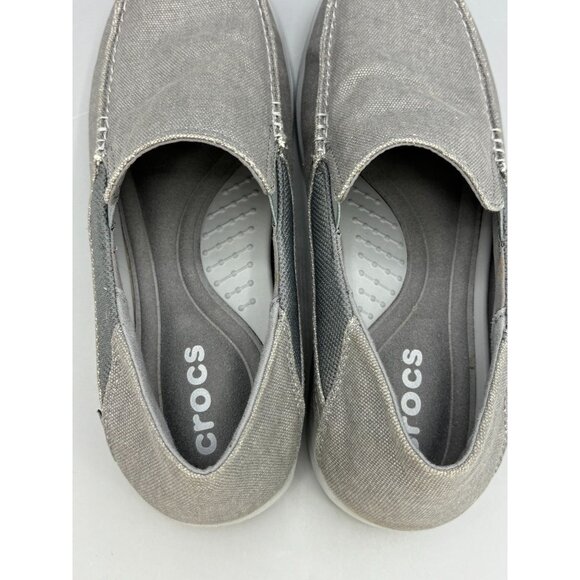 Crocs Santa Cruz 2 Luxe Canvas Loafers Gray Mens 9 Comfortable Casual Shoes - Picture 6 of 9
